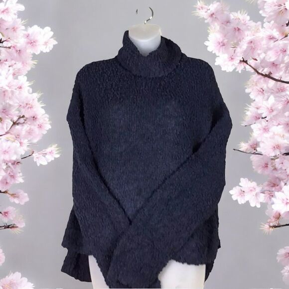 Bobeau Womens M Blue Funnel Neck Pullover Sweater Boucle Chunky Knit NWT - Picture 8 of 16